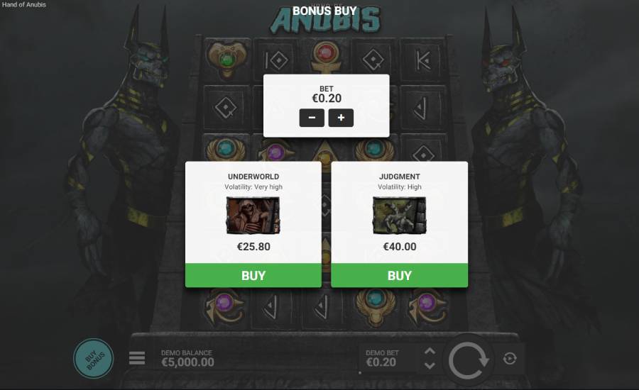 Hand of Anubis top 5 bonus buy video slots by hacksaw