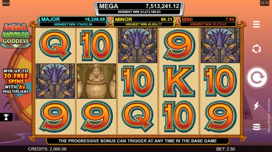 Mega Moolah Goddess Freeplay Jackpot Slot