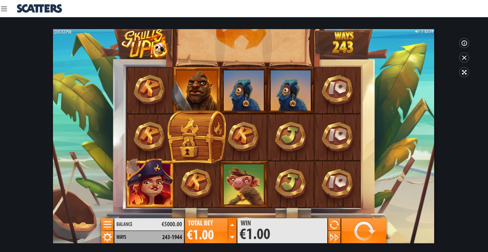 Play Skulls UP! online slot by Quickspin at Scatters Casino Canada