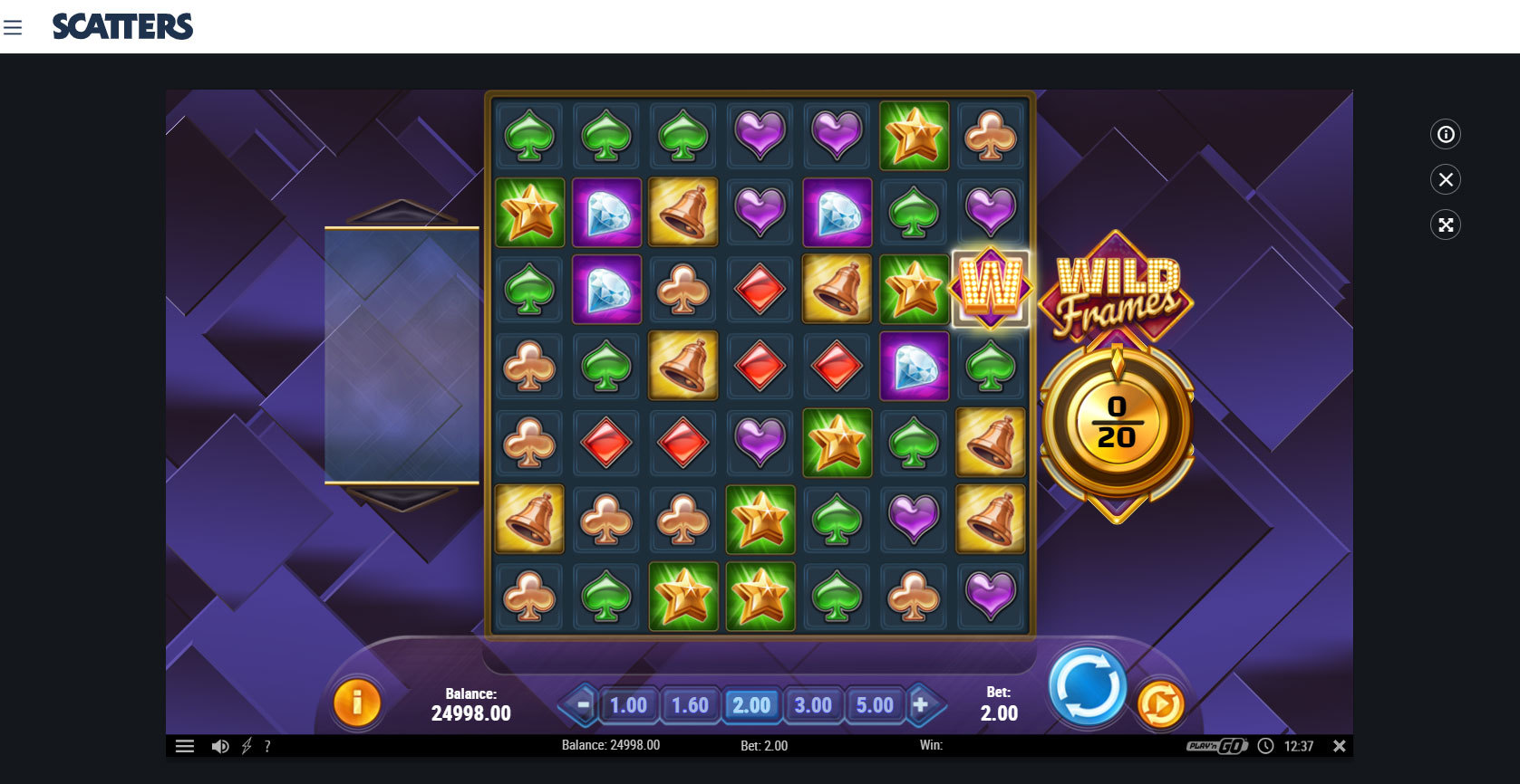 Play "Wild Frames Online Slot" at Scatters Slots Casino