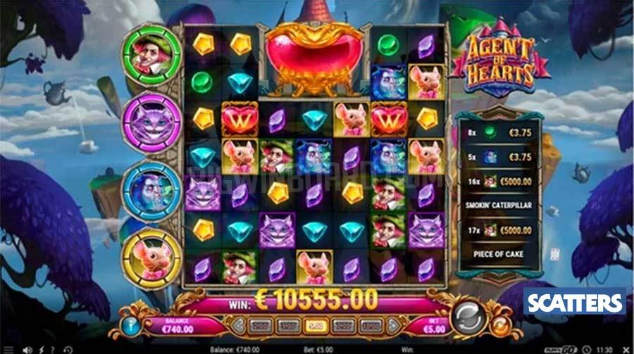 Agent of Hearts Slot by Play’n GO - Cluster Paying Grid Setup